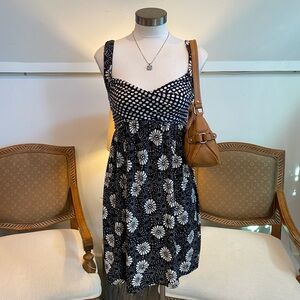 Max Studio Vintage Black Floral Mini Babydoll Dress, Fairy Grunge, Women's XS